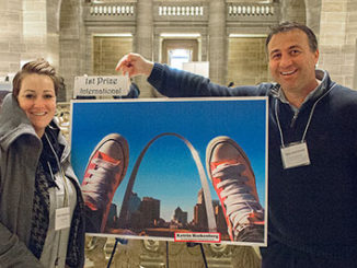 Katrin Hackenberg and Coordinator of International Programs Christopher Sulincevski celebrate her first-place photo. (Provided photo)