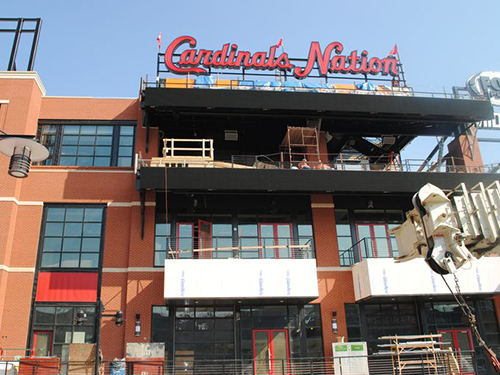 Construction work has just wrapped on the Cardinals Nation rooftop deck at Ballpark Village. (Photo by Dejuan Baskin)