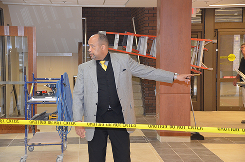 Thomas Walker talks about some of the changes to the student center.  (Photo by Scott Allen)