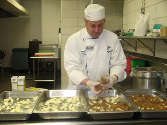 Chef Todd prepares a Pineapple Turnover Cake. (Photo by Irma Barragan)