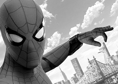 This selfie from “Spider-Man: Homecoming” shows the latest version of the character setting his sights on the Avengers Tower in New York City.