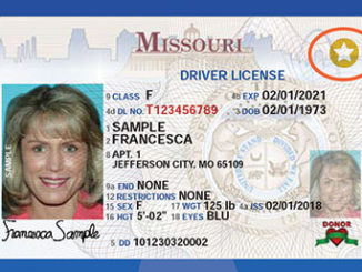 A sample of a Missouri driver’s license designated as a Real ID, which has a gold star in the upper right corner. (Provided photo)