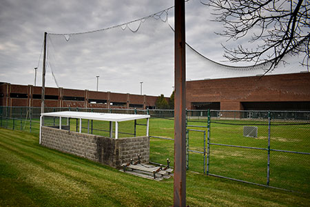 STLCC has proposed building a new child-care center on the Forest Park softball field, on the northeast corner of campus. The parking garage and physical education building can be seen in the distance. (Photo by George Estes)
