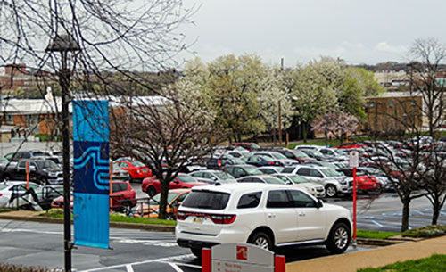Anyone can now park in the former employee lot east of the Hospitality Studies Center. (Photo by Terrell Johnson)